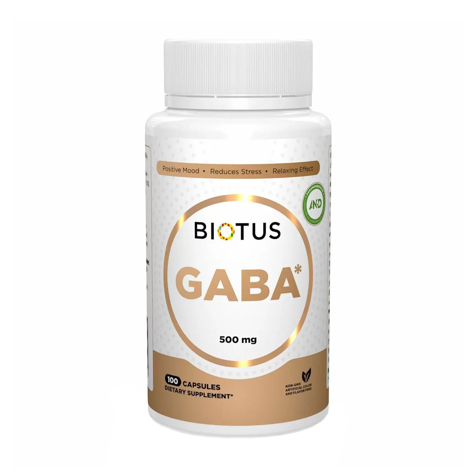 Гамма-аміномасляна кислота Biotus GABA 500 мг, 100 капсул